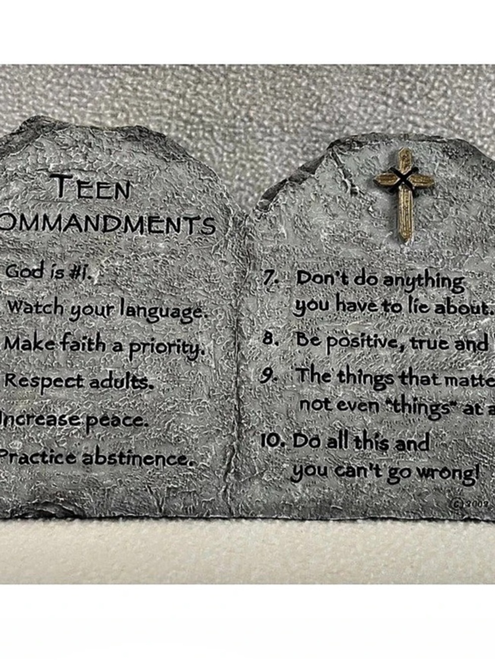 Abbey Press Teen Commandments Plaque Gray with Cross